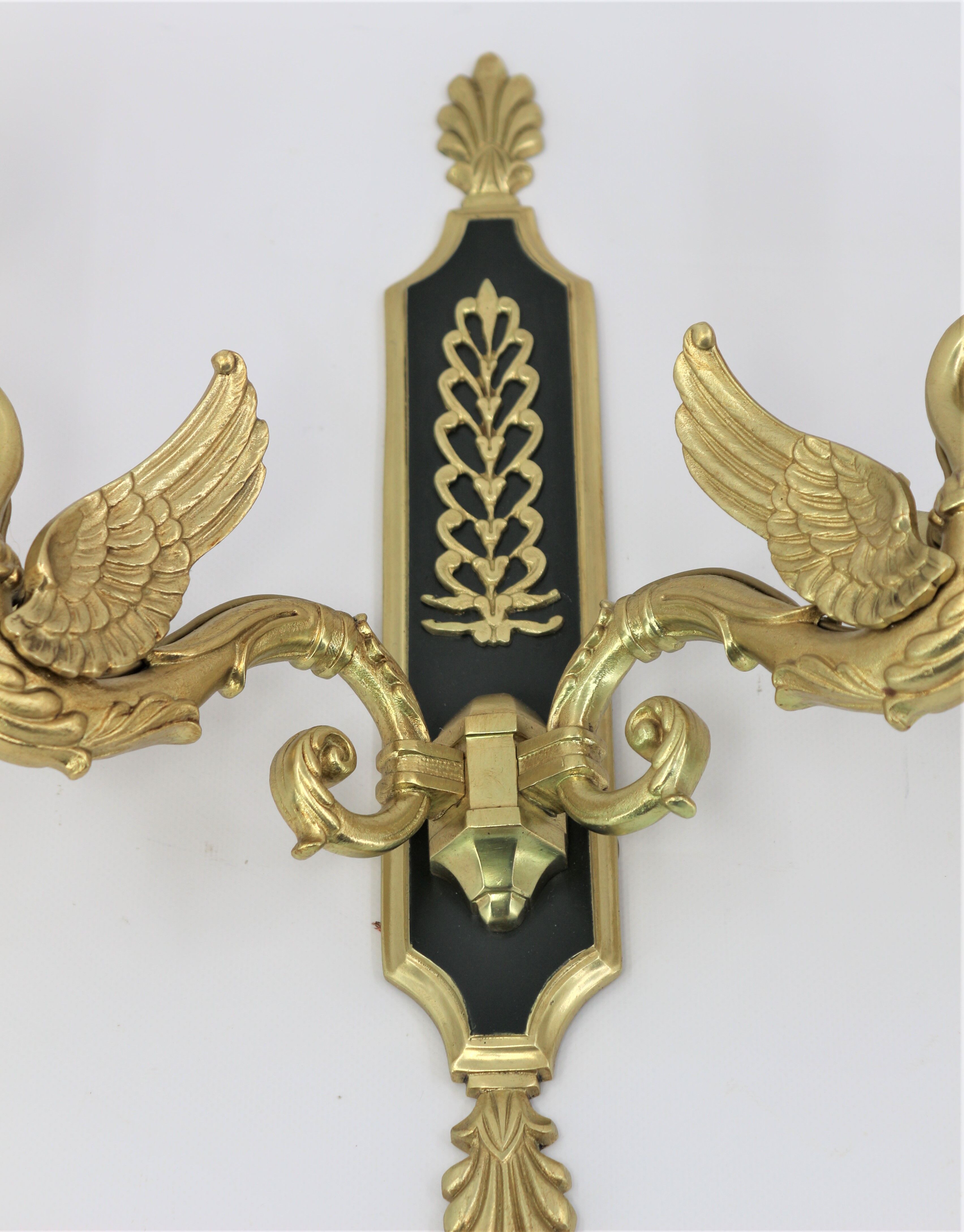 Pair of empire-style bronze wall light