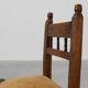 19th Century Spanish Hand-Carved oak Side Chair with Velour Seat