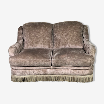 vintage velvet taupe sofa 70's style