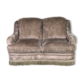 vintage velvet taupe sofa 70's style