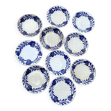 Assiettes à dessert  anciennes Luneville fleurs bleu cobalt