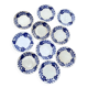 Antique dessert plates Luneville cobalt blue flowers