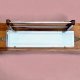 Art Deco wooden hat rack wall shelf with mirror