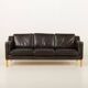 Vintage black leather sofa by Mogens Hansen, Deanmark 1970s