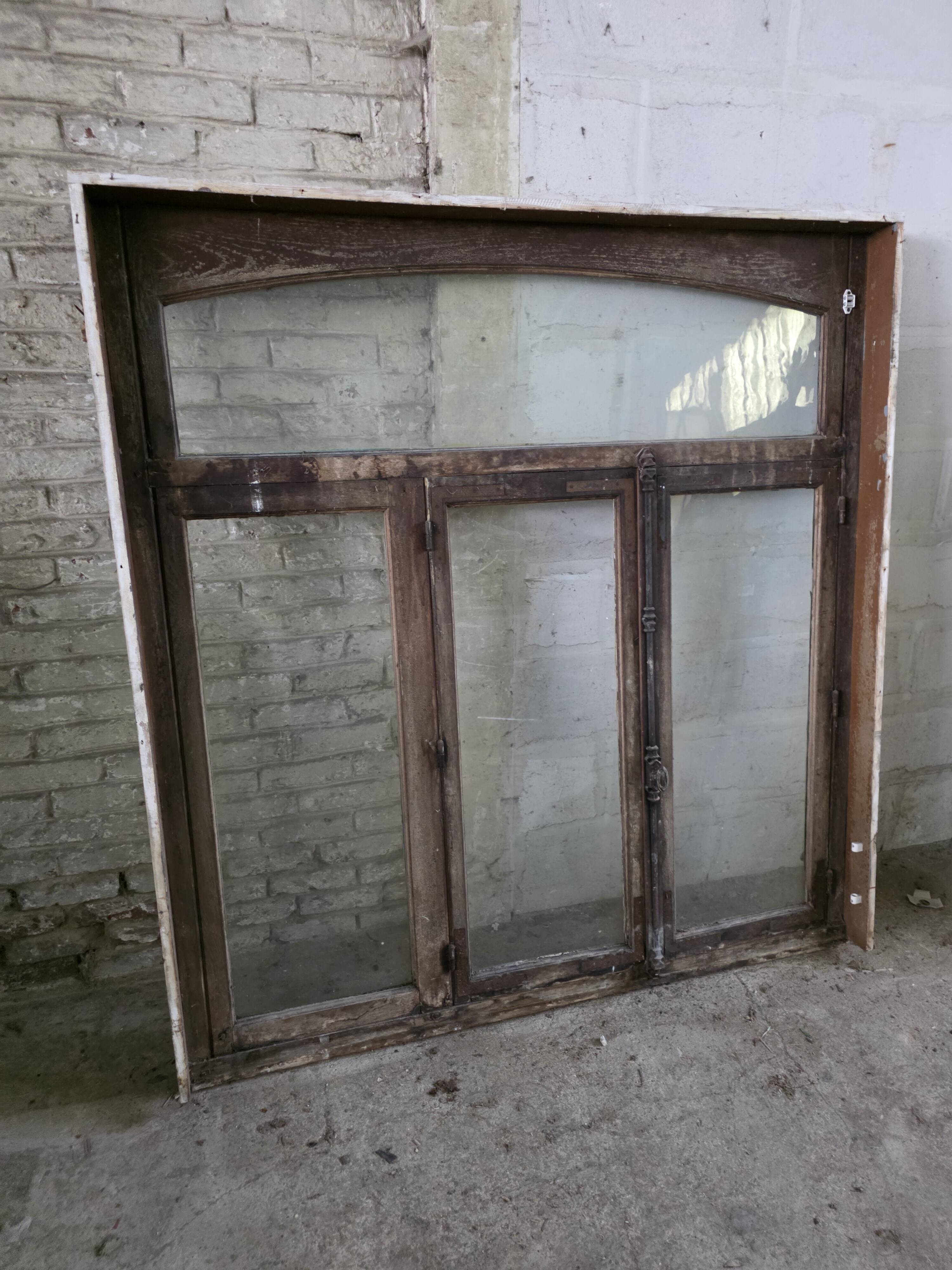 Old solid oak window from the early 20th century.