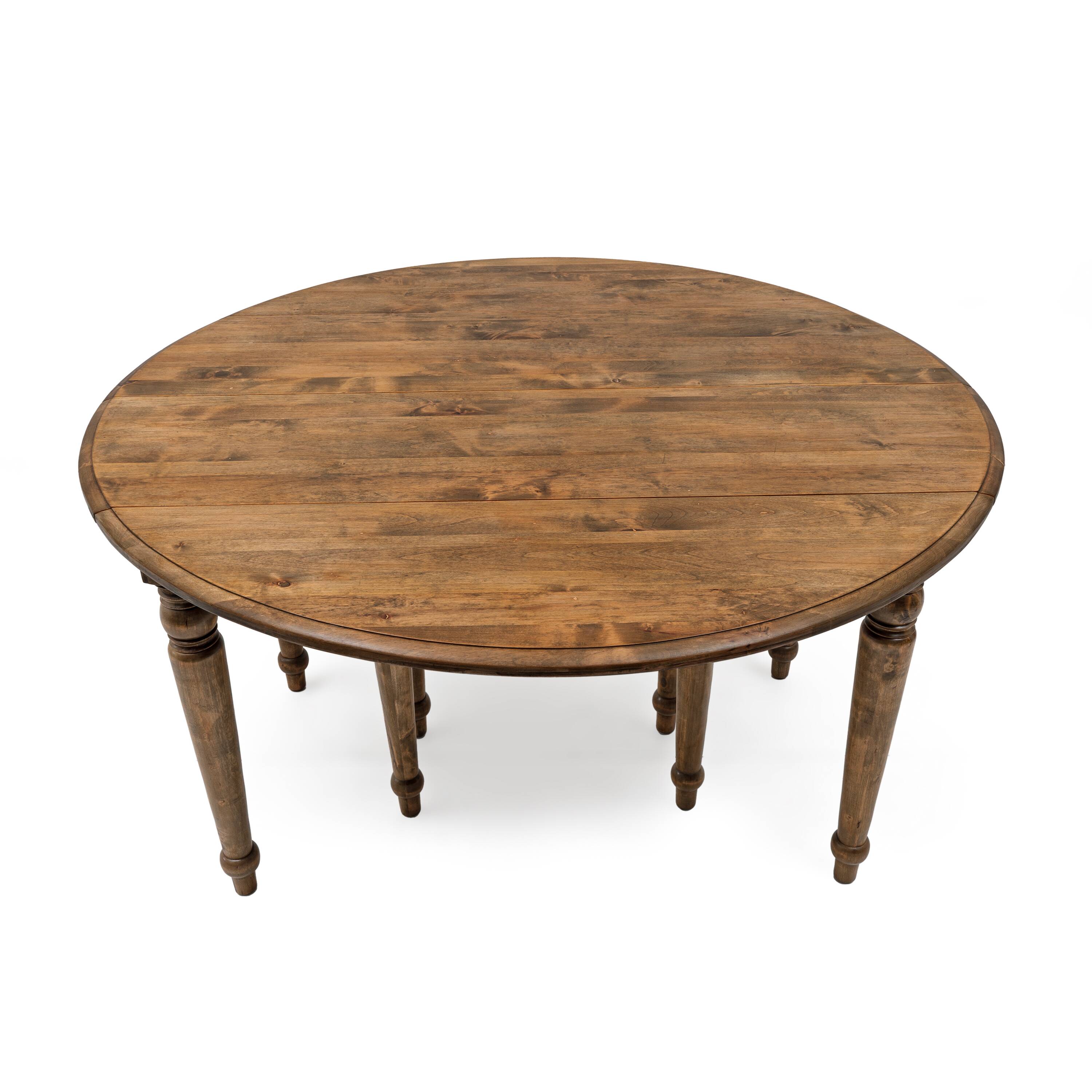 19th Century Tuscan Elm Extendable Round Dining Table with Five Leaves