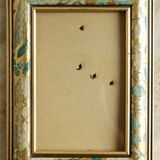Gold & blue photo frame, wall or standing circa 1980