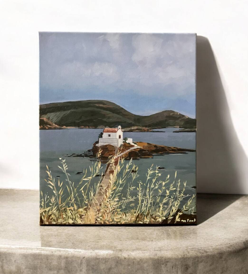 Oil painting on canvas Greek Chapel
