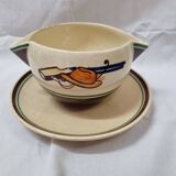 HB Quimper sauce boat, j.Lachaud, 1920