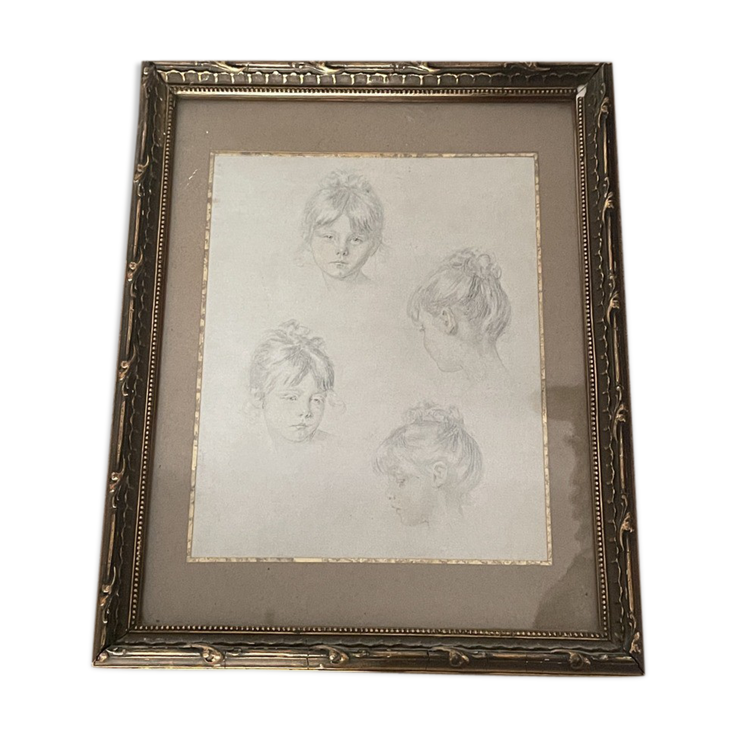 Old wood frame with a gold finish