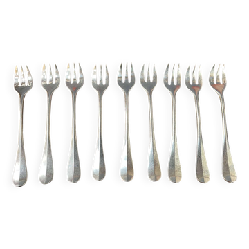 Set of 9 silver-plated oyster forks from Christofle - Vieux Paris
