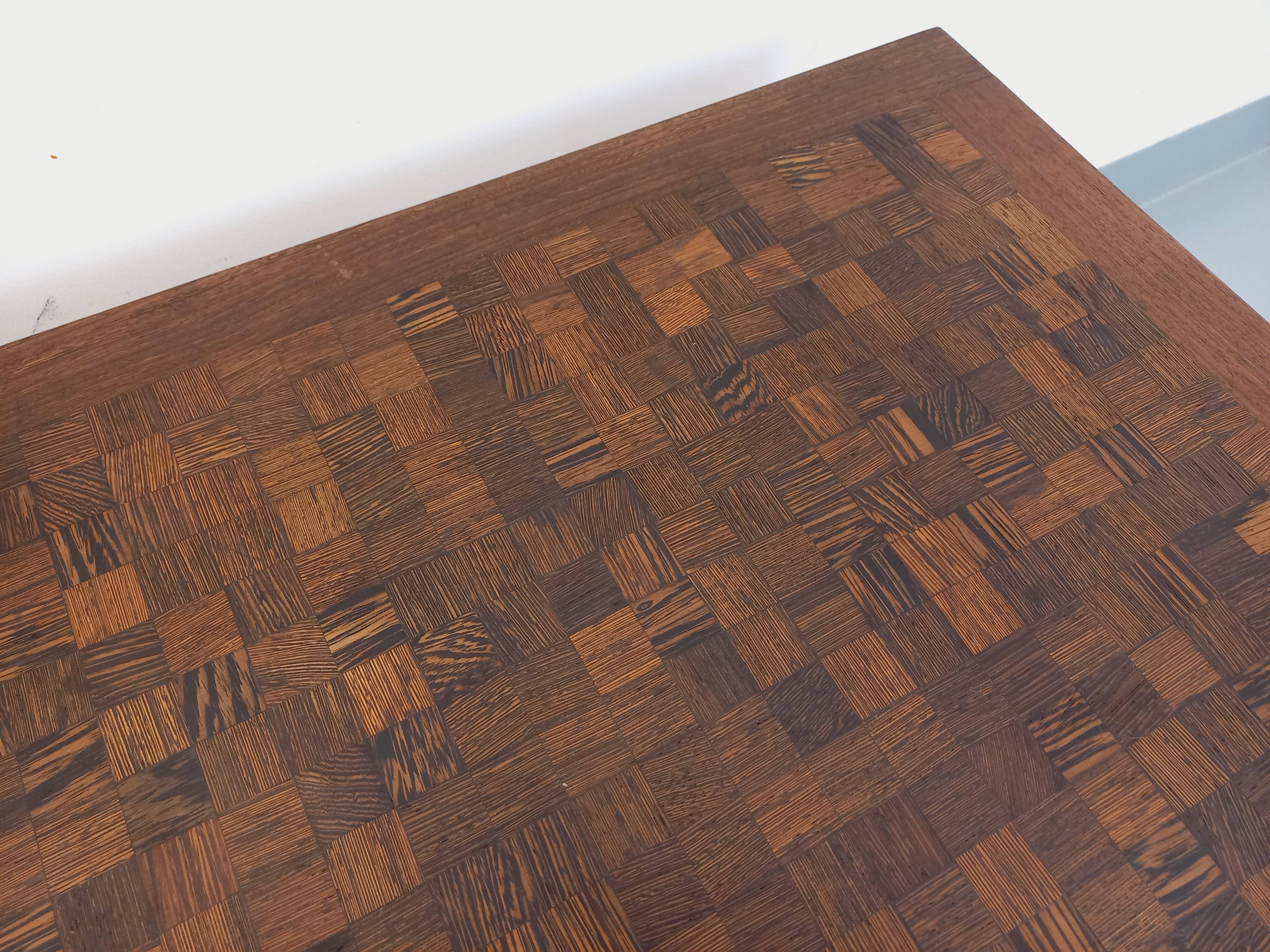 Vintage rectangular coffee table by Dieter Wackerlin in wood mosaic.