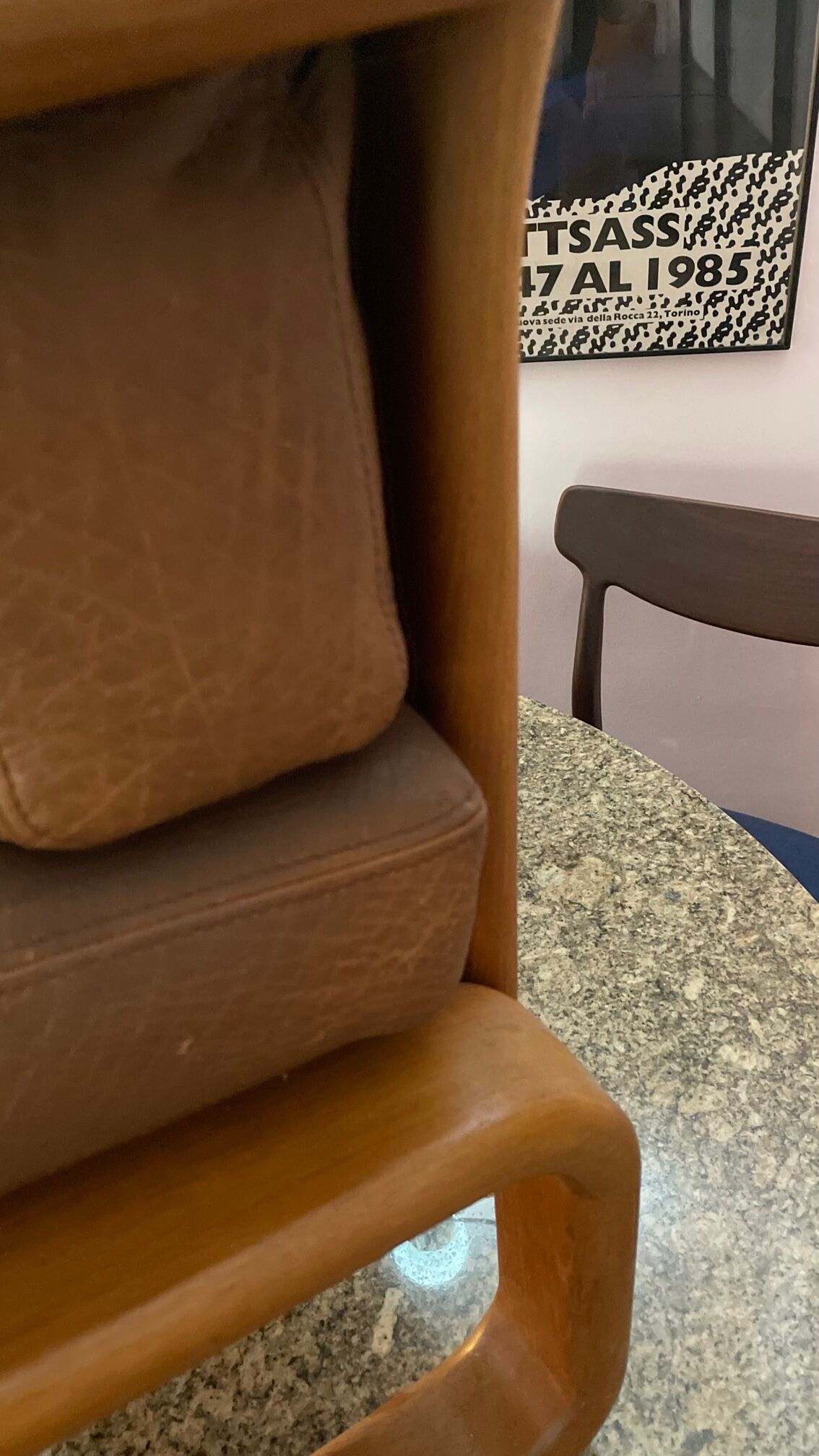 Armchair HS Denmark in leather and teak from the 60s