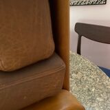 Armchair HS Denmark in leather and teak from the 60s