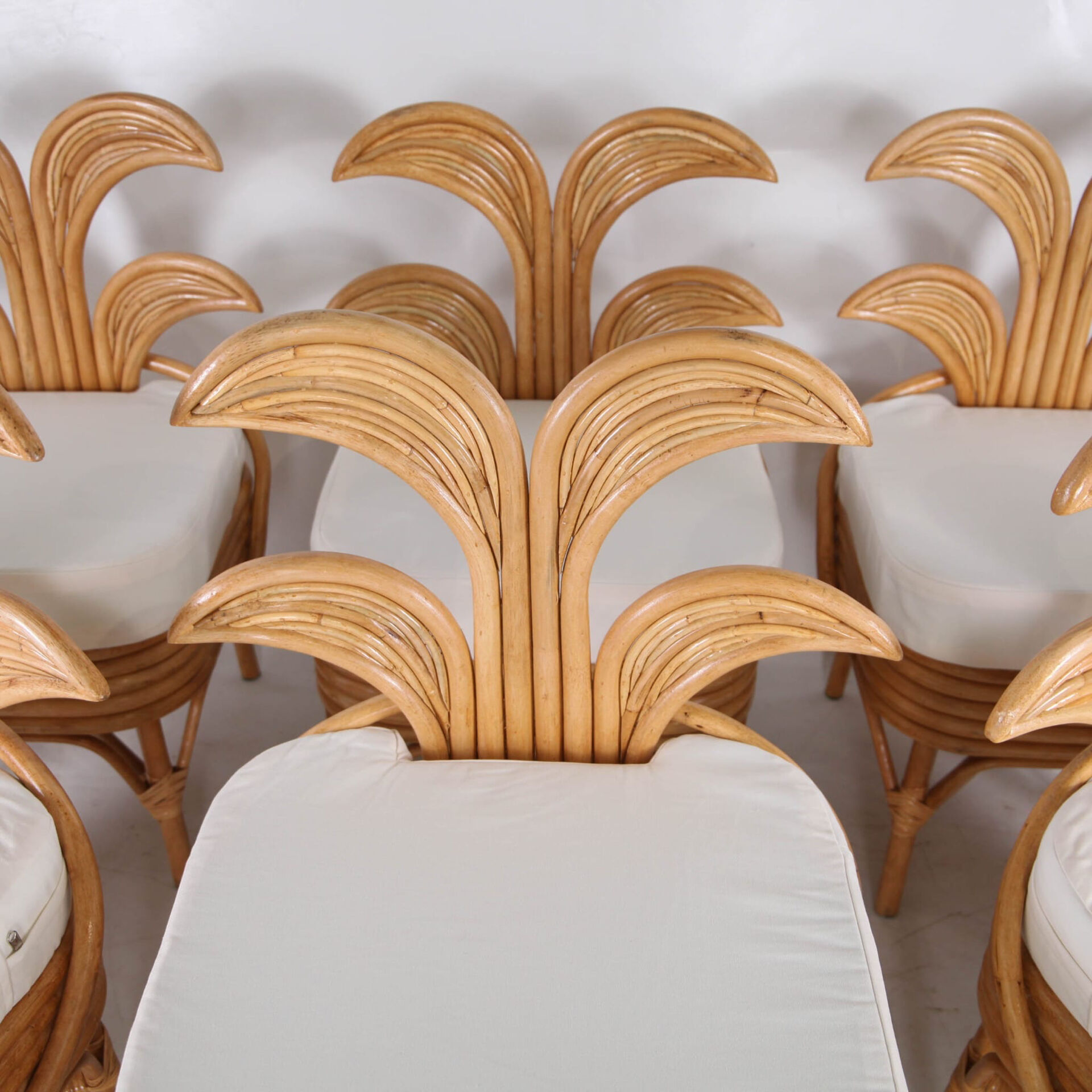 Set of 6 rattan chairs "palm tree"