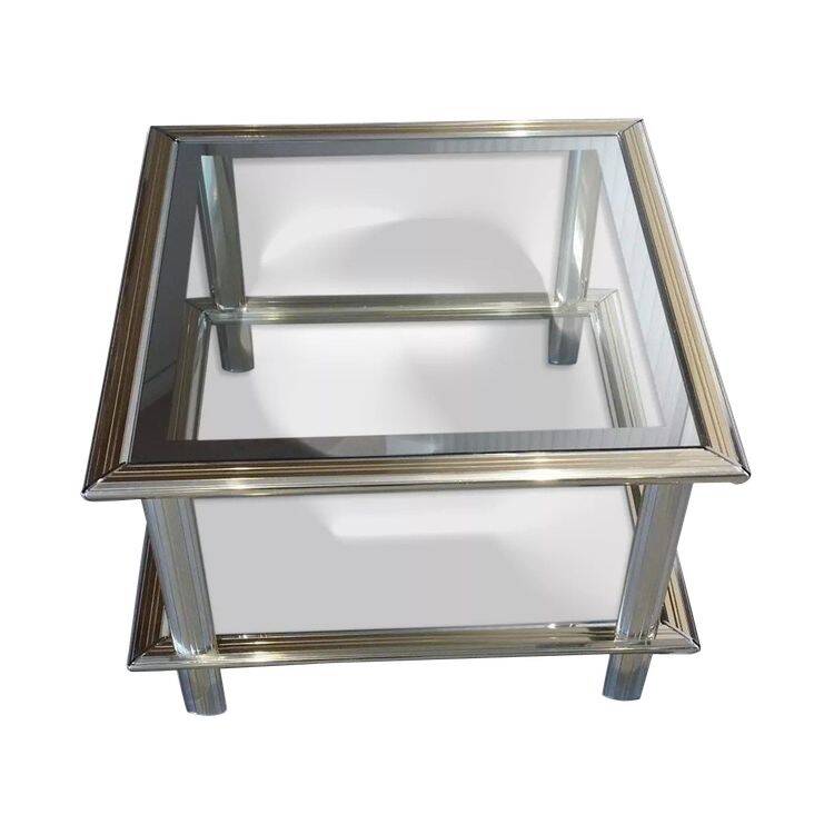 Vintage coffee table 1960s/1970s chrome and gold - Lancel house