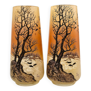 Paire de vases en verre