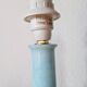 Pair of vintage azure blue alabaster bedside lamps