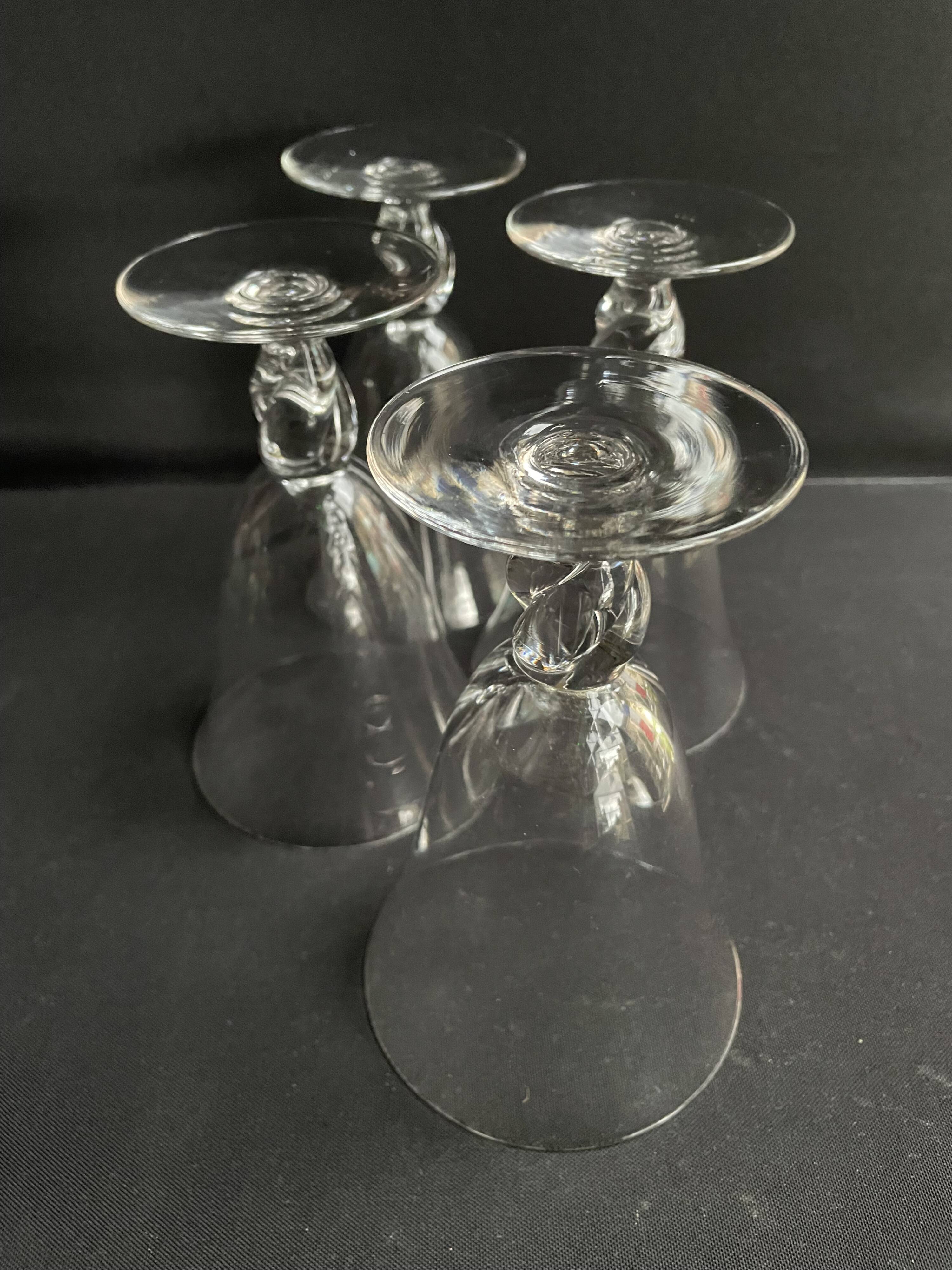 4 large conical glasses