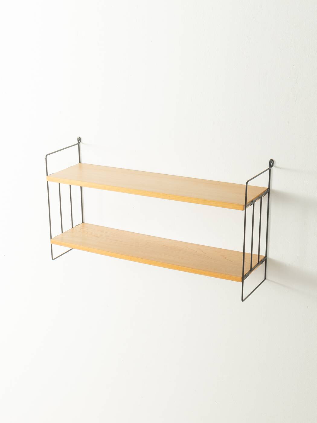 WHB wall shelf with ash wood shelves and black metal frame