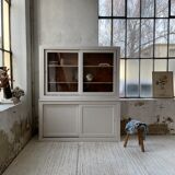 Library showcase ivory white sliding doors
