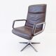 Wilkhahn Delta Highback set of 2 brown leather armchairs by Delta Design