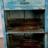 Old Burmese teak sideboard with original blue patina