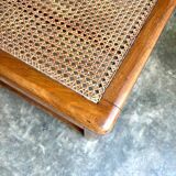 Canework and dark wood bench