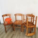 4 chaises en pin, Danemark, 1975