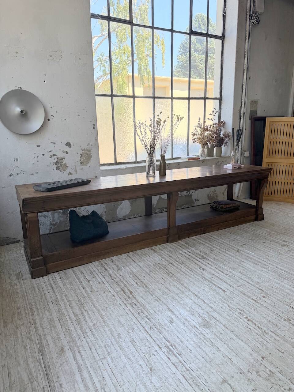 Table de gantier drapière 1900 chêne massif 330cm XL