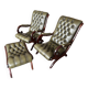 Fauteuil et repose pied - style chesterfield