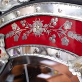 Large Vintage Venetian Red Glass Etched Wall Mirror