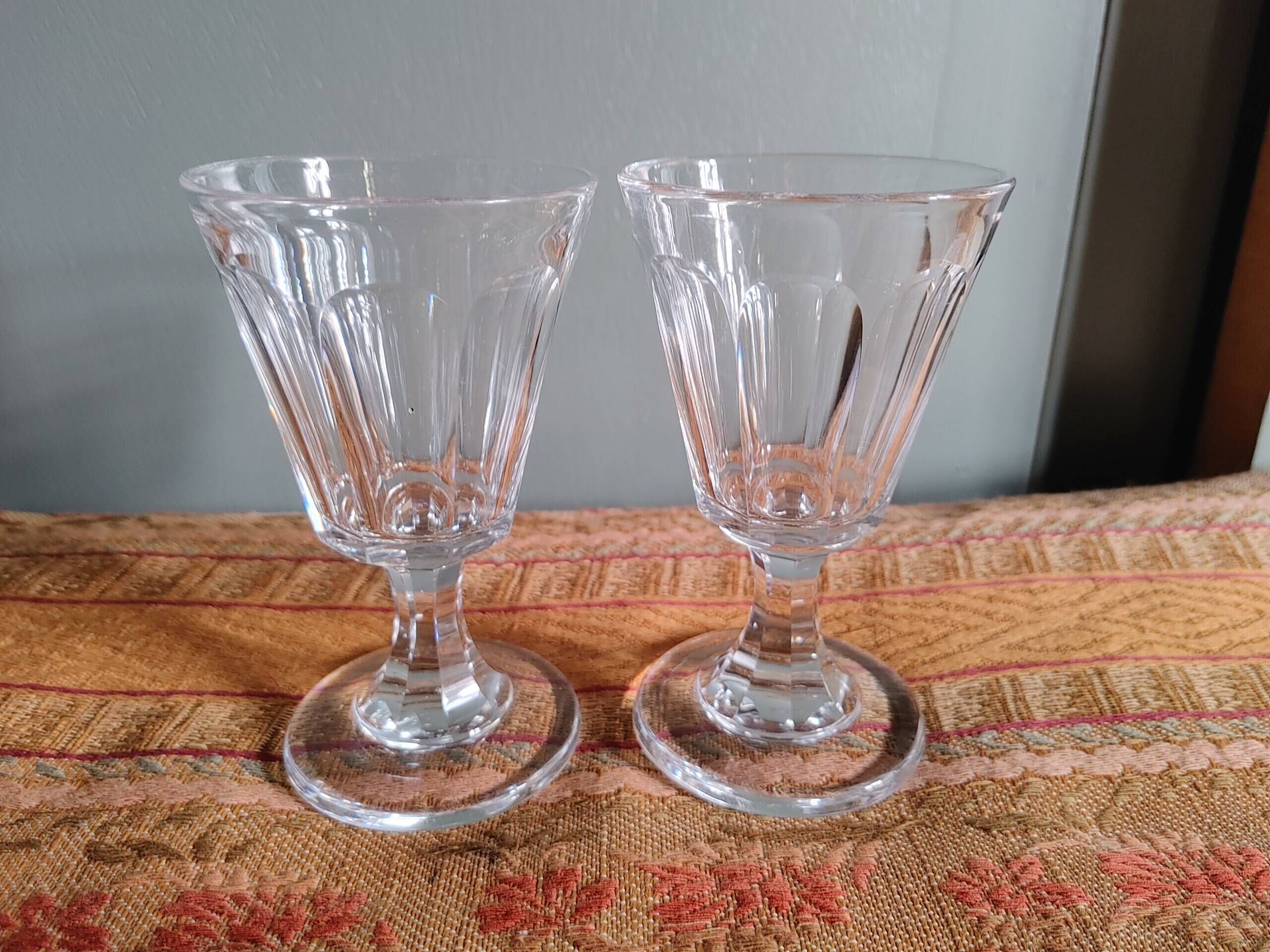 2 WINE GLASSES IN CUT BACCARAT CRYSTAL, 19TH CENTURY PERIOD CIRCA 1850 - 11.4CM