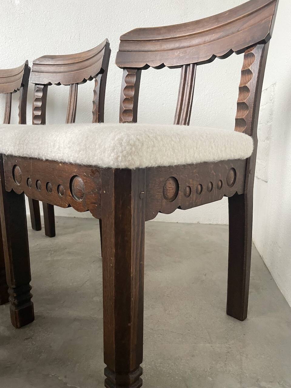Set of 6 brutalist chairs from the 1940s