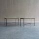 Set of 2 minimalist metal side tables with plaster-fiber tops