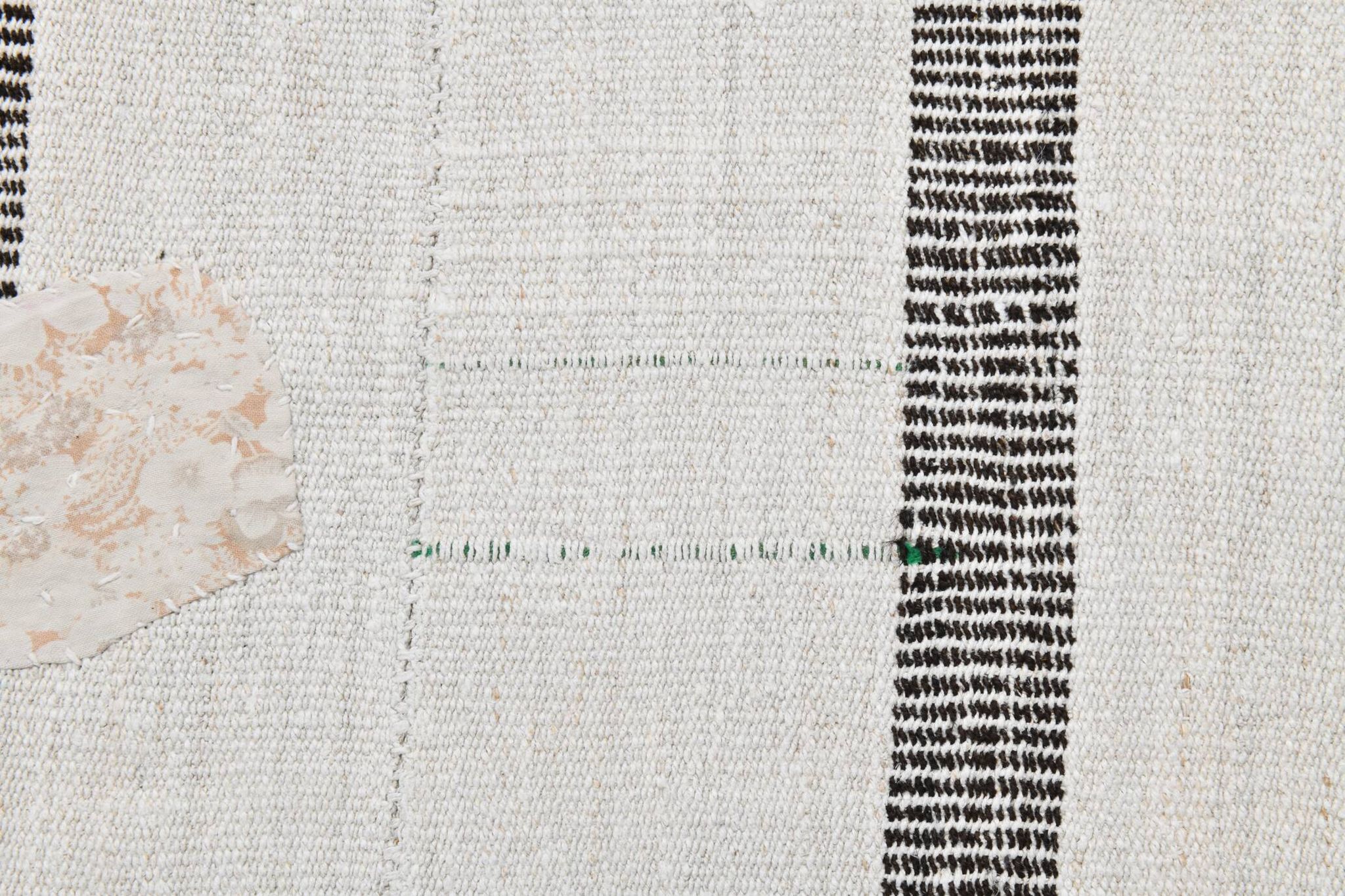 6x6 Square White & Black Vintage Kilim Rug, 187x195Cm