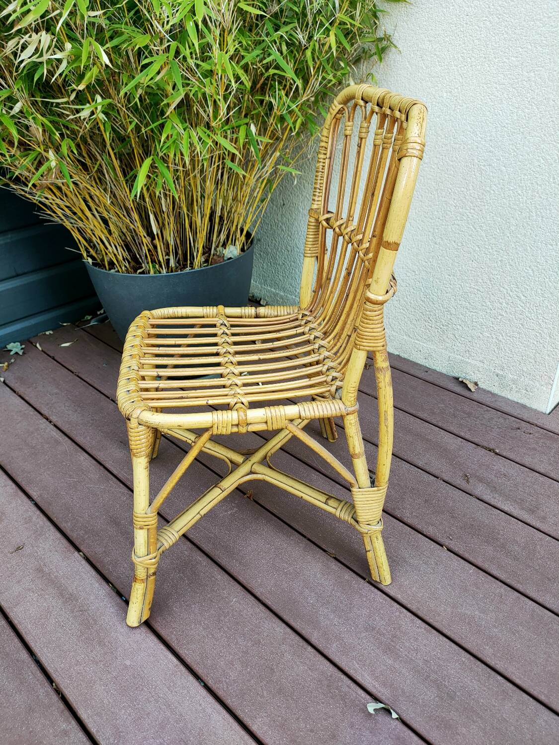 Vintage rattan children's armchair