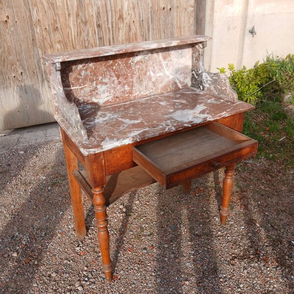 Coiffeuse en bois et marbre