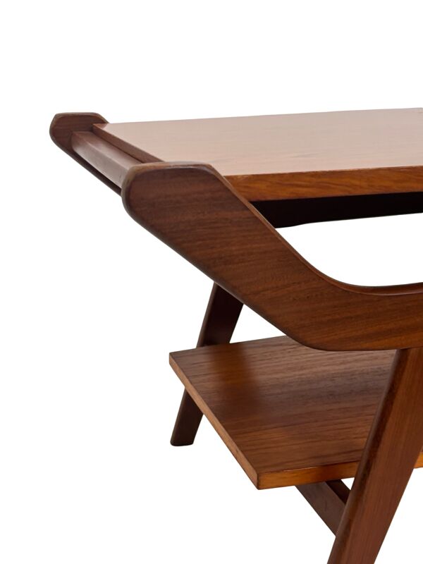 Table basse vintage en placage de teck design des années 1960