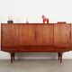 Buffet haut en teck, design danois, années 1970, fabriqué par Børge Dam