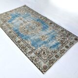 4x6 Sky Blue Orienta Classic Pattern Vintage Rug, 113x201Cm