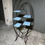 Modernist display shelf, Cocteau style in wrought iron