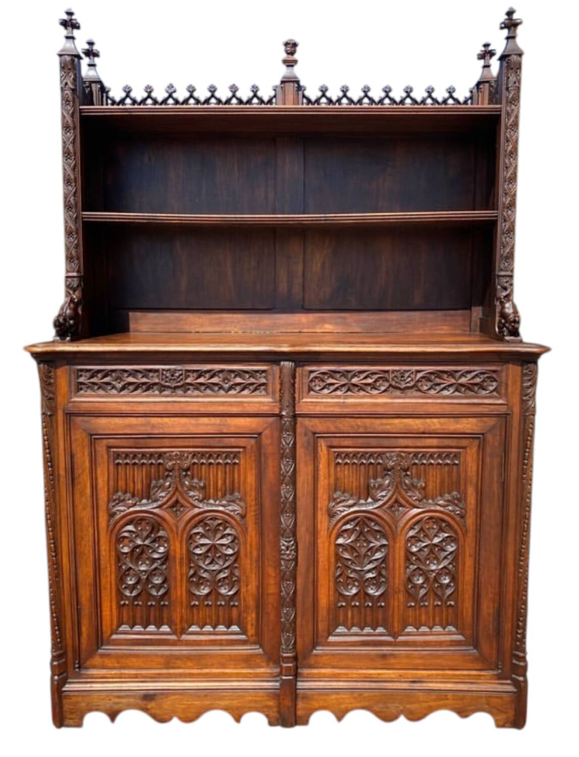 Gothic walnut sideboard / dresser