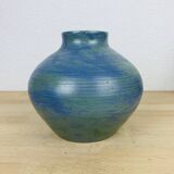 Vase boule céramique bleu