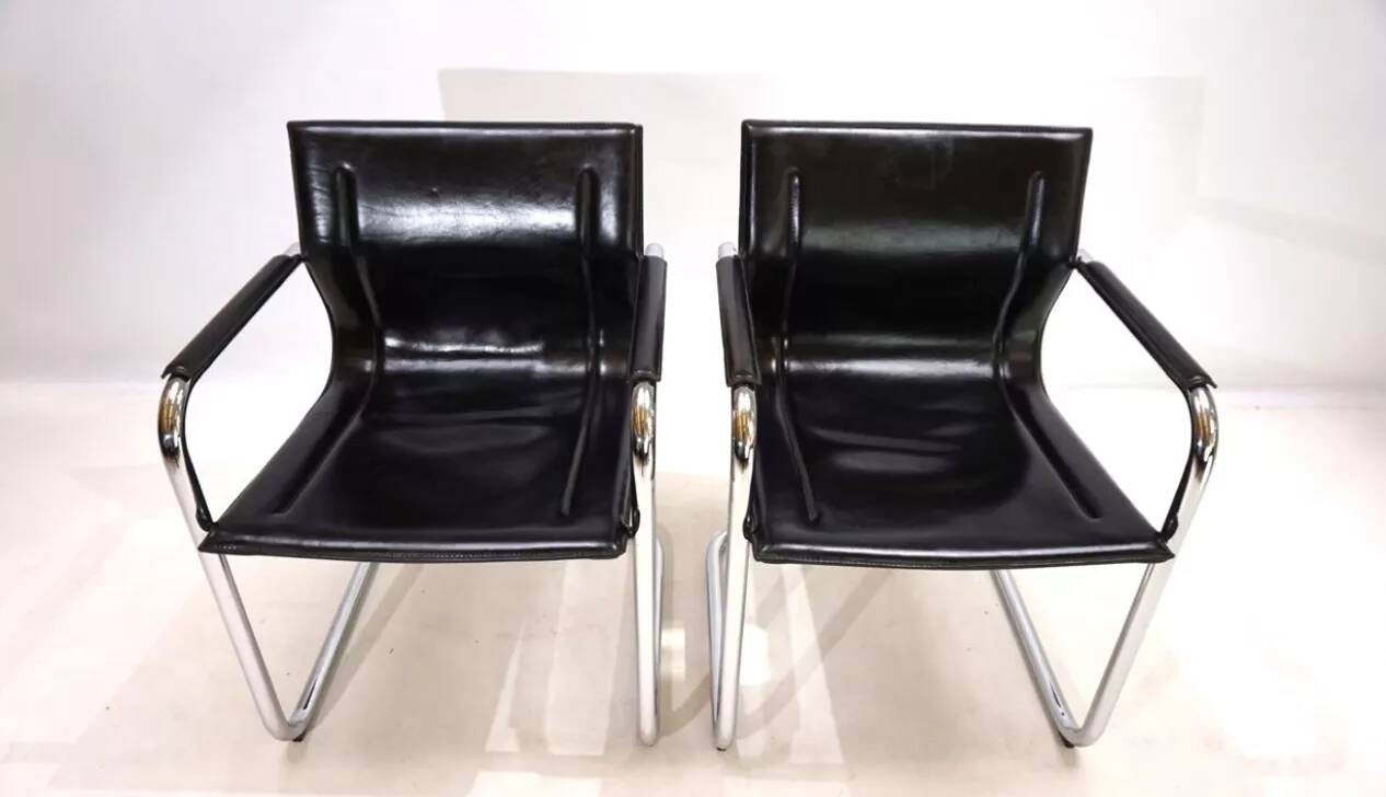Matteo grassi mg15 cantilever armchairs - black leather