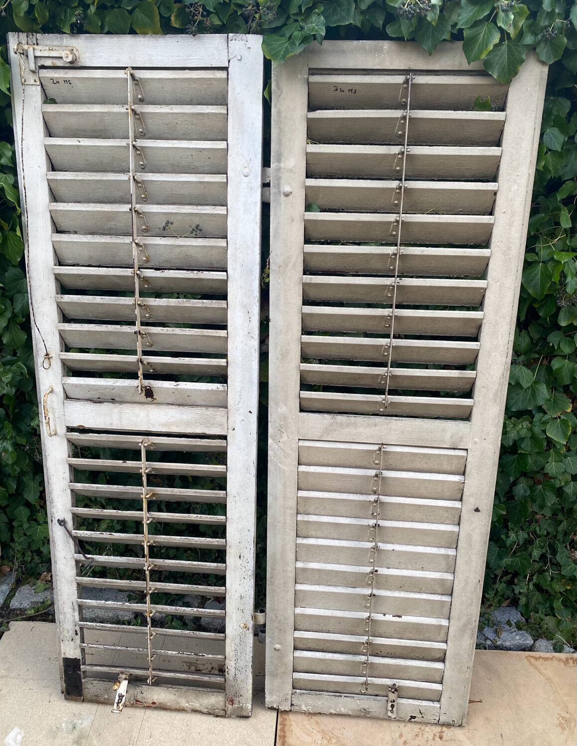 Old wooden shutter blinds