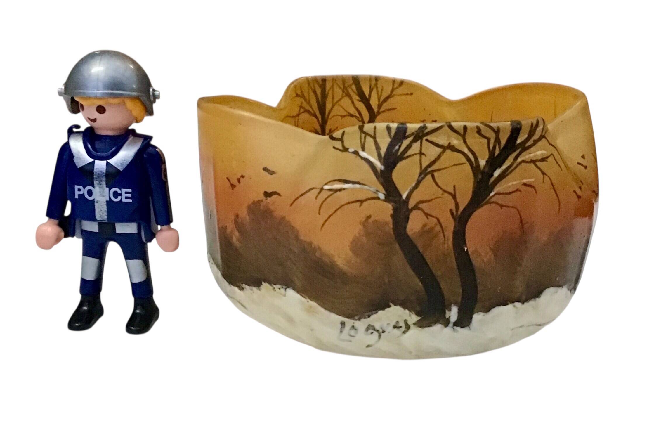 Legras pocket tray signed – enamelled glass Art Nouveau, winter landscape