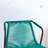 Metal and scoubidou green garden chair