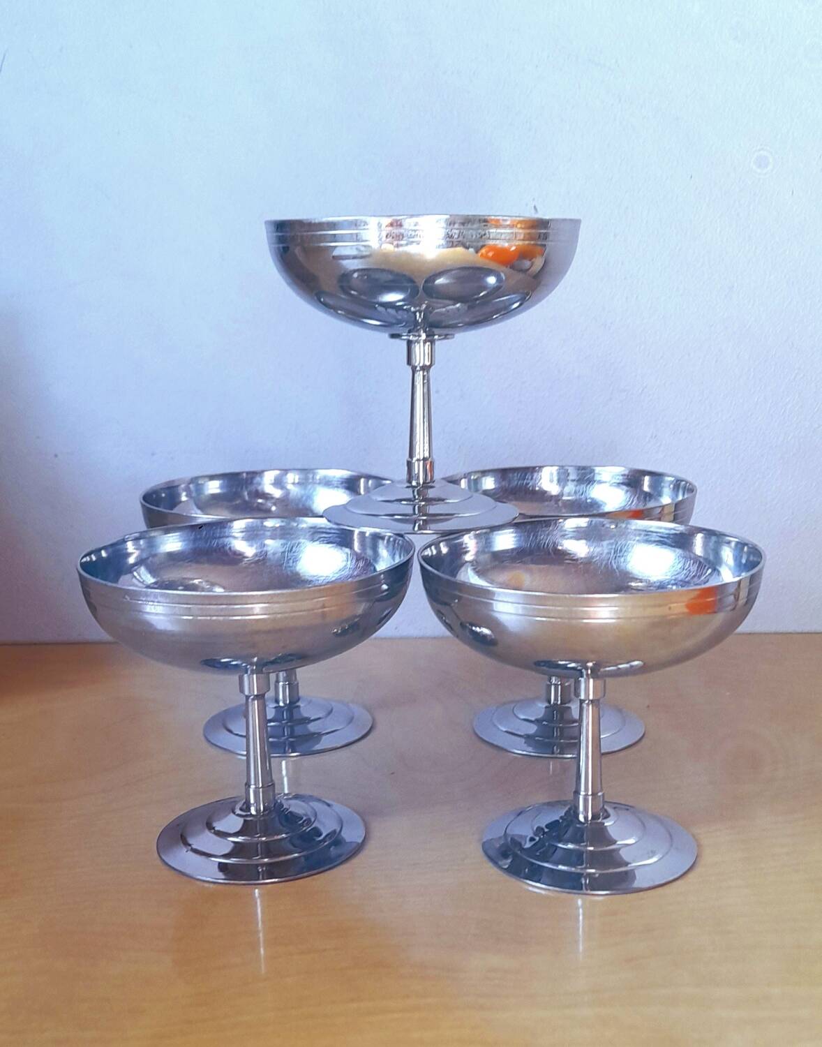 Set of 5 L'Etang Remy stainless steel ice cream cups