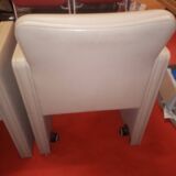 SUPERB PAIR OF POLTRONA FRAU LEATHER ARMCHAIRS MODEL THF CREAM COLOR